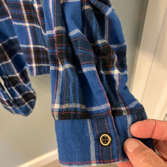 Womens Bongo Flannel Shirt - Blue Plaid - Size 1X - Picture 4 of 7